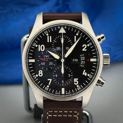 IWC Pilot's Watch Men's Black Watch with Leather Strap - IW377701 - Image 1 of 4