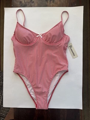 Nuevo con etiquetas No Boundaries rojo blanco rayas Seersucker con aros pierna alta descarado 12-14 Foto 1 de 4