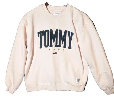 Tommy Jeans толстовка маленький светло-розовый Crewneck Y2K минимальный Streetwear - Изображение 1 из 4