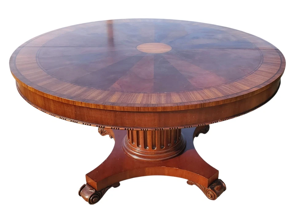 Ethan Ellen Townhouse Dining Table 30-6203 Round Pedestal with Leaf & Protector - Image 1 of 4