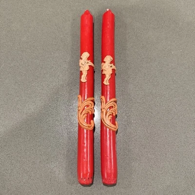 Palitos de vela de ángel rojo vintage diseños florales raros y únicos Alemania Navidad Foto 1 de 4