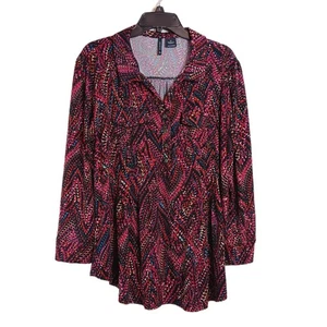 Blusa para mujer New Directions XL rosa multi abstracta boho túnica suroeste - Imagen 1 de 5