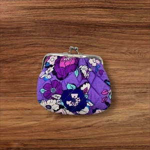 Vera Bradley Geldbörse lila Blumen gesteppt Kiss Lock Verschluss - Bild 1 von 6