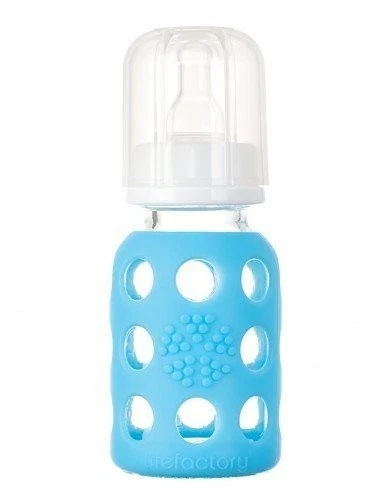 Lifefactory Glass Baby Bottle with Silicone Sleeve Sky Blue 4 oz Bottle - Image 1 of 1