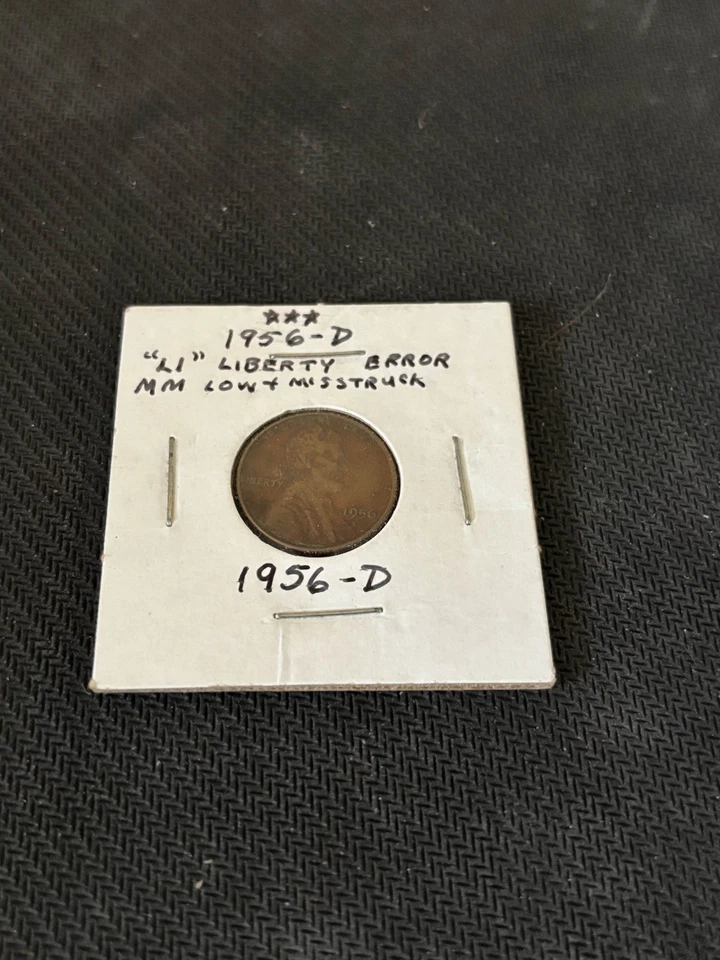 RARE 1956-D Lincoln Penny Liberty Misspell and Misstruck RARE COIN ERROR - Image 1 of 3