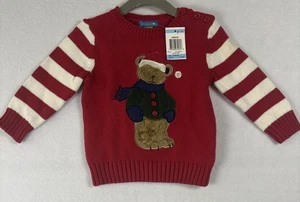 Greendog Teddy Bear Christmas Holiday Winter Sweater Toddler Baby 6-9 Months Red - Picture 1 of 8