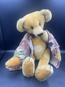 Vintage Teddy Bear Jointed J.B. Bears Boylston MA Jointed leather bell Collar - Picture 1 of 16
