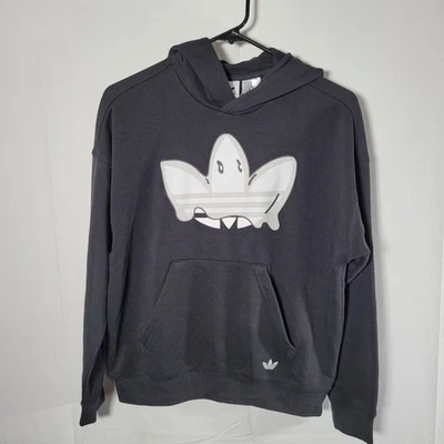 Adidas Graphic Hoodie Black Ghost Trefoil Logo Boys Size 11-12Y Youth - Image 1 of 4