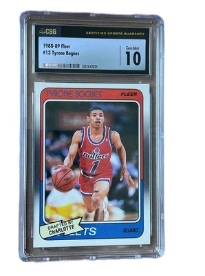 Fleer #13 Tyrone Mugsy Bogues 1988 radiocontrol CSG gema como nueva 10 id#1021652035 + novato crudo Foto 1 de 4