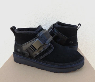 BOTAS DE TORNOZELO UGG BLACK NEUMEL SNAPBACK CAMURÇA/LÃ, MASCULINAS EUA 11/ EUR 44 ~NOVAS - Imagem 1 de 4