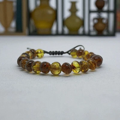 Frauenarmband – Handmade Bernstein & Boho Makramee Armband verstellbar - Bild 1 von 4