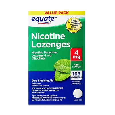 Pastilhas Equate Nicotine Polacrilex, auxílio para parar de fumar, sabor hortelã, 4 mg, 168 quilates - Imagem 1 de 4