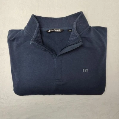 Travis Mathew Sweater Mens XL Blue Quarter Zip Golf Pullover Stretch Lightweight - Image 1 of 4