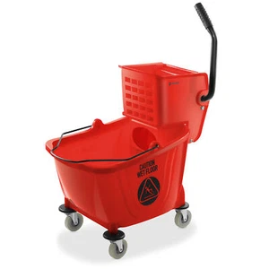 33 Quart Commercial Mop Bucket with Side Press Wringer, Red - Picture 1 of 7
