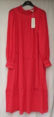 LADIES MARKS AND SPENCER LIPSTICK PINK CRINKLE LONG SLEEVE MAXI DRESS SIZE 18 - Image 1 of 4
