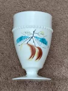 1950er Jahre Westmoreland Milchglas Birne Obst Perlenkante Fuß 8oz Becher Glas - Bild 1 von 8