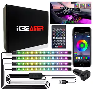 RGB LED Interior Car Strip Lights with Bluetooth App Connectivity for Custom Use - Foto 1 di 7
