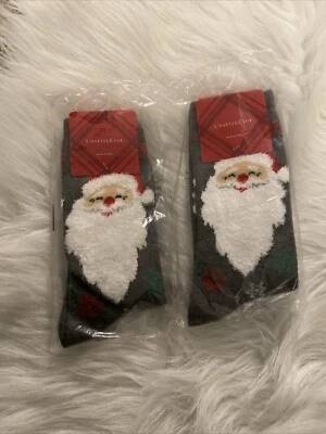 2 x CHARTER CLUB Рождество экипажа носки Санта, снежинки серый размер 9-11 - Изображение 1 из 3