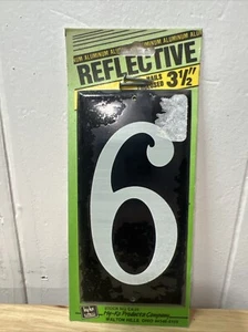 Reflective White House Number 3.5” On A 5” Black Aluminum Plate #6 - Picture 1 of 1