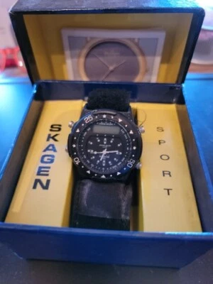 Винтажный Skagen Дании черный циферблат группы часы крюк петля 41LBB - Изображение 1 из 4