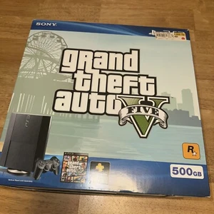 Sony Playstation 3 Super Slim Grand Theft Auto V 500GB Console Nera *Eccellente* - Foto 1 di 5