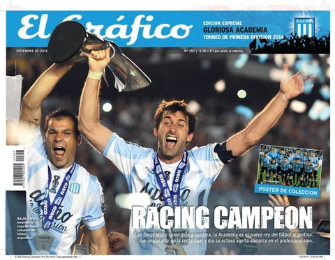 RACING CHAMPION - GABRIEL MILITO - El Grafico Magazine + Poster December 2014 Cover