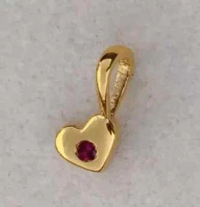 0.1Ct Round Lab Created Red Garnet Heart Beauty Pendant 14K Yellow Gold Plated - Picture 1 of 4