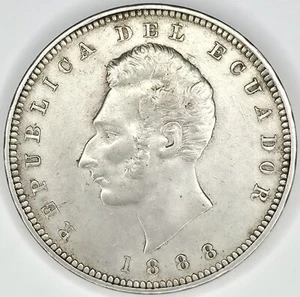 1888 ECUADOR SILVER 1 SUCRE HEATON BIRMINGHAM - Picture 1 of 4