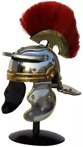 Medieval Warrior Steel Miniature Display Roman Centurion Helmet with Red Plume - Picture 1 of 5