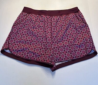 LANDS END Swim Short Woman’s 22W Purple Green Geometric 5" Comfort Waist Pockets - Image 1 of 4
