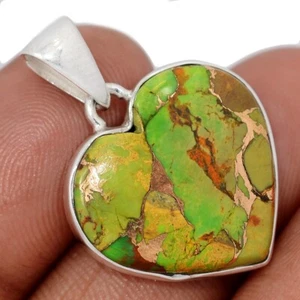 Heart - Composite Green Copper Turquoise 925 Silver Pendant Jewelry CP68663 - Bild 1 von 1