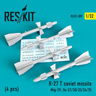 Reskit RS32-0309 - 1/32 R-27 T soviet missile (4 pcs) for plastic aircraft UK