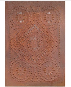 Primitive Country Punched Tin Piesafe Cabinet Panel Diamond in Rustic Tin Color - Picture 1 of 1