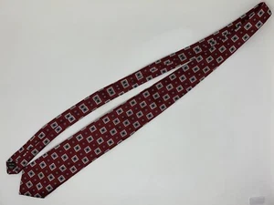 JOS A BANK Signature Collection Tie Necktie Red Grey & Black Squares 100% Silk - Picture 1 of 5