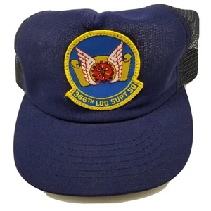 366th Log SUPT SQ Hat Cap Collectible Blue Snapback Adult Made Usa Vtg Mesh B4D - Picture 1 of 7