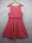 Free People Dress Womens 10 Tibeten Red Daisy Floral Cutout Lace Fit & Flare