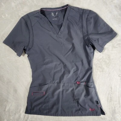 Blusa Médica Smitten para Mujer XS Gris Bolsillos Médica Dental Salud Enfermera Médica Foto 1 de 4