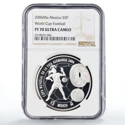 Mexico 5 pesos Football World Cup in Germany Player PF70 NGC silver coin 2006 - Image 1 of 4