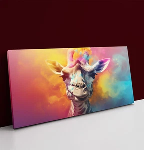 Giraffe Head  Muiticolour Little Horns Abstract Canvas Wall Art picture print - Picture 1 of 15