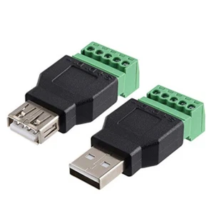 USB 2.0 Type A Connector Male/Female to 5-Pin Screw Terminal plug : UK Seller - Afbeelding 1 van 8