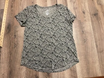 Sonoma Shirt, Women's Size Small, Green Black, Floral, V-neck, The Everyday Tee - Image 1 of 4