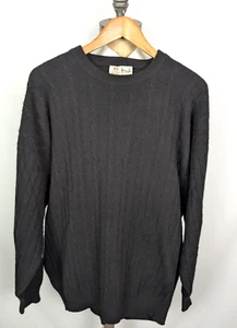 PRINGLE OF SCOTLAN 100% Cashmere Cableknit Crew Neck Sweater Black Sz XXL 2XL - Picture 1 of 4