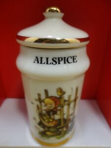 MJ Hummel Gold Trim Porcelain Spice Jars Vintage 1987