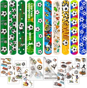 30Pcs Soccer Slap Bracelets Party Favors with Tattoo - Birthday Gifts and Decora - Picture 1 of 12