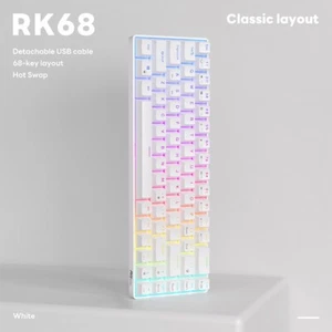 RK Hot Swap RK68 65% Type-C Wired RGB Mechanical Gaming Compact Keyboard White - Picture 1 of 10