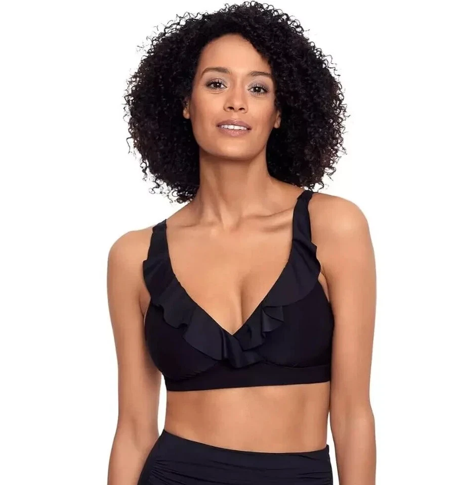 Top de natación bikini con volantes con aros club de playa Lauren Ralph Lauren, colores/tallas Foto 1 de 1