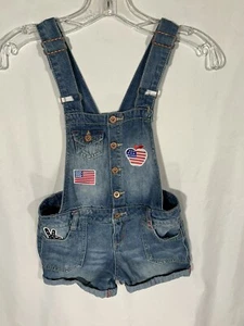 l.e.i. Overall Shorts Girls Medium Patriotic Adjustable - Picture 1 of 11