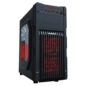Game Max GM-One Knight Mid Tower PC Gaming Case With Window 4 Fans USB3 Red LED - Picture 1 of 9