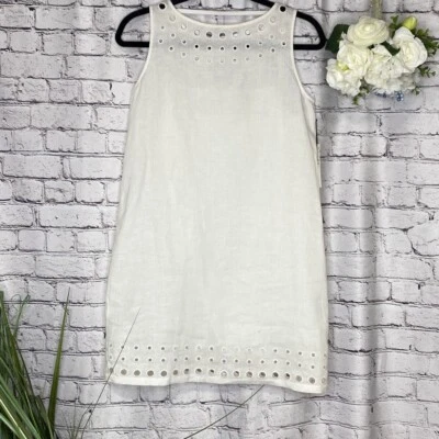 Vestido Anthropologie Bailey 44 Playa Blanca Lino Hasta la Rodilla Ojales Talla 2 Foto 1 de 4