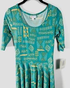 Lularoe Womens Fit/Flare Dress XS (2-4) Geometric Work Church Nicole NEW - Picture 1 of 7